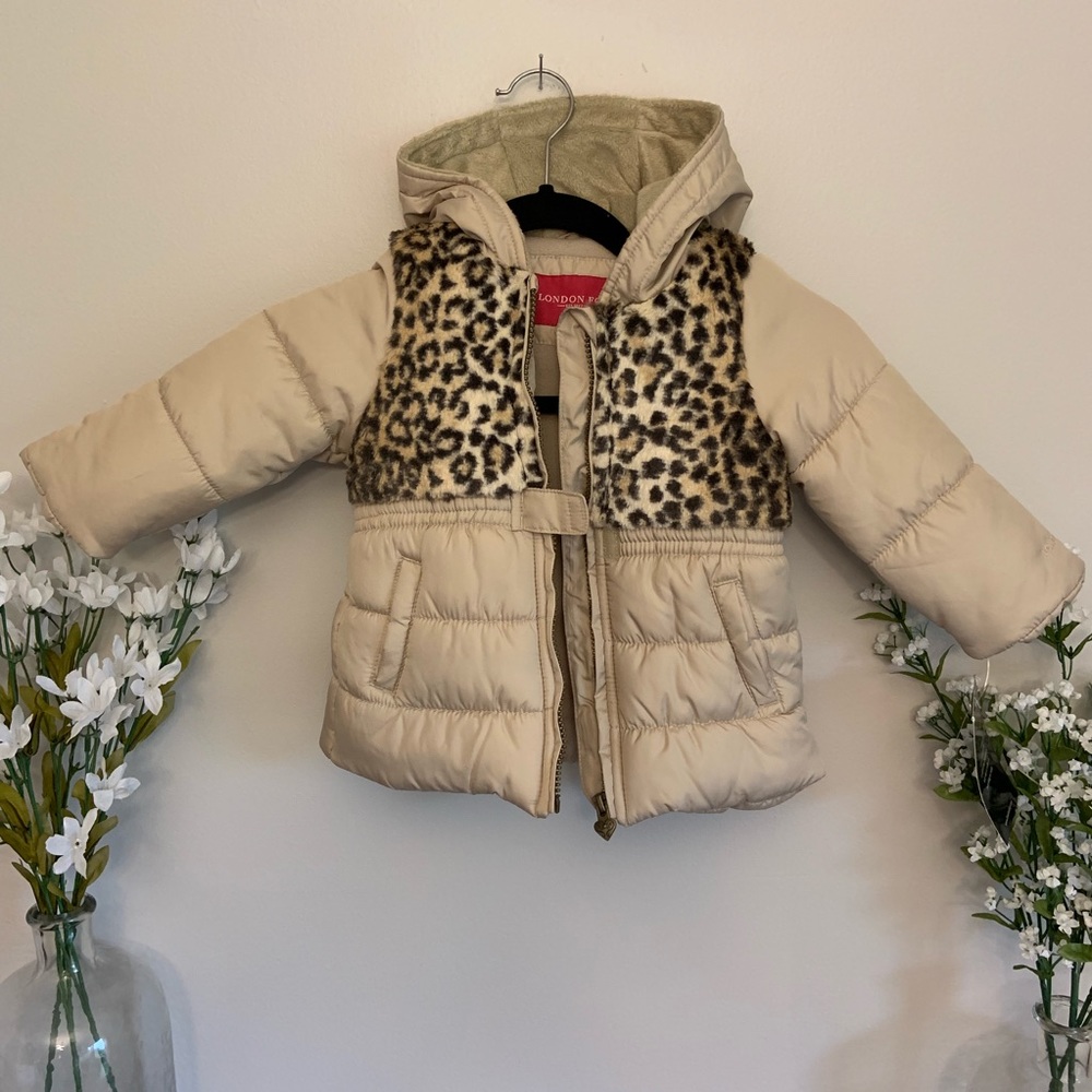 London Fog Leopard Print Puffer Coat